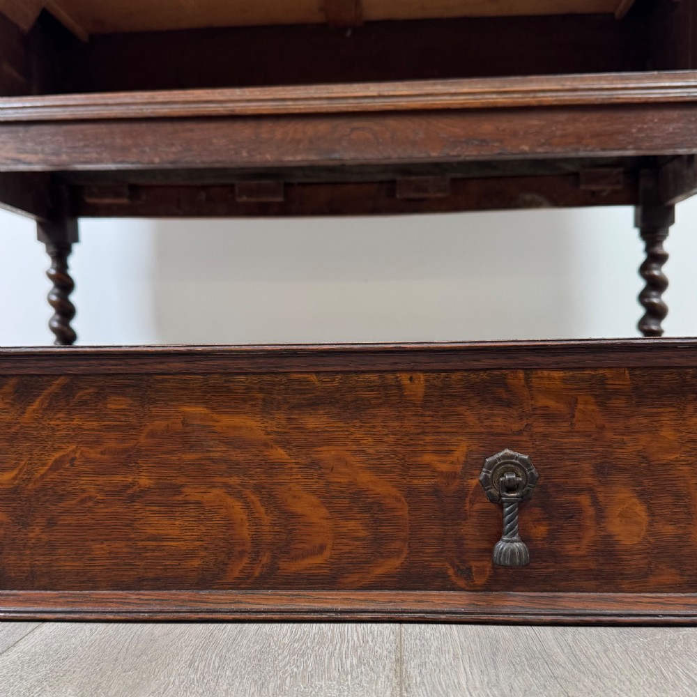  Antique 20th Century Edwardian Bureau In Oak View XIII