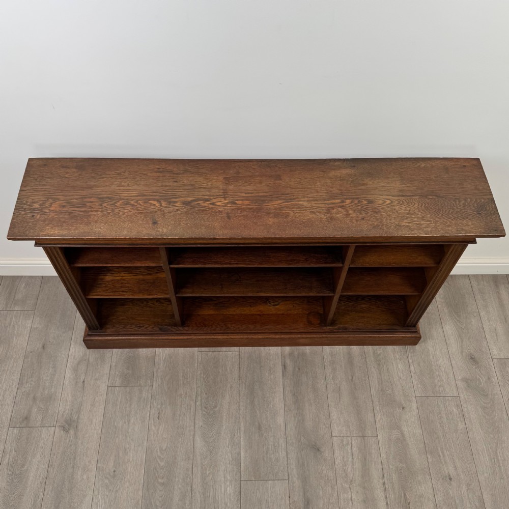 Antique 20th Century Fine Quality Open Bookcase In Oak  View IX