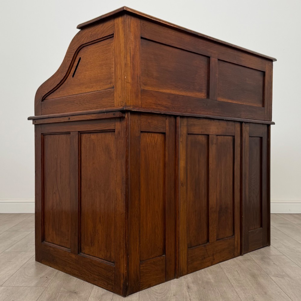Antique 20th Century Edwardian Roll Top Desk In Oak View V