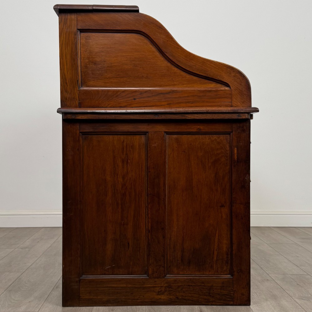 Antique 20th Century Edwardian Roll Top Desk In Oak View VIII