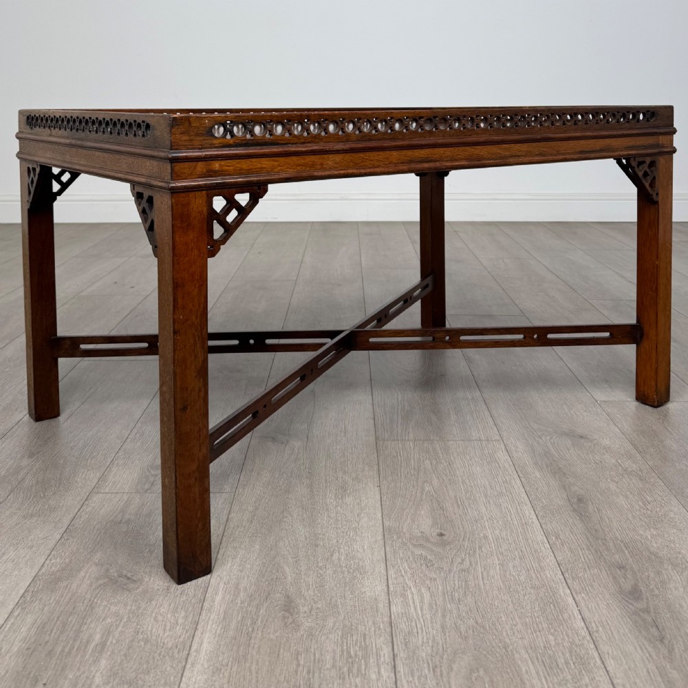 Antique 20th Century Chippendale Style Mahogany Coffee Table View VIII
