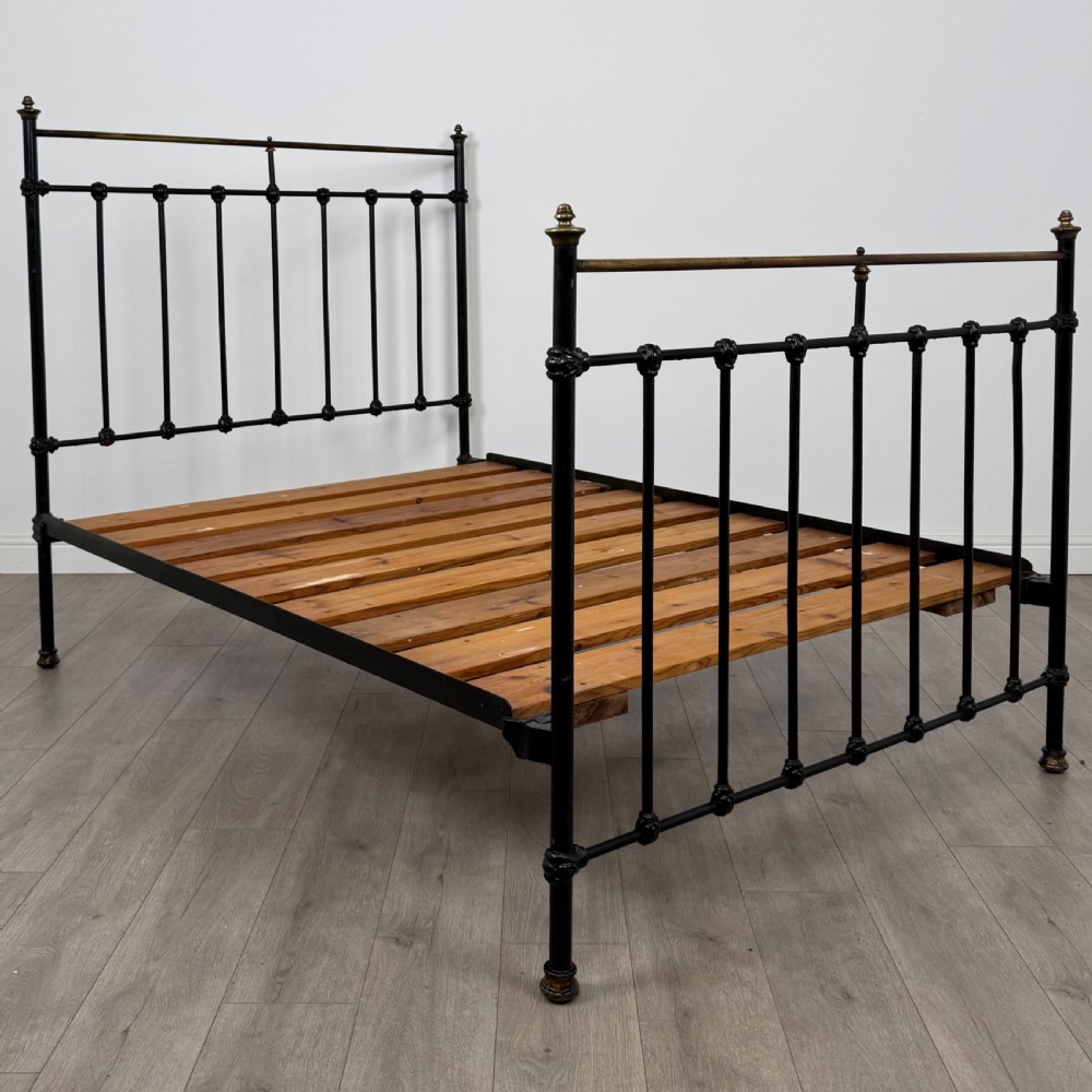 Antique 19th Century Victorian Brass And Iron Double Bed  View II
