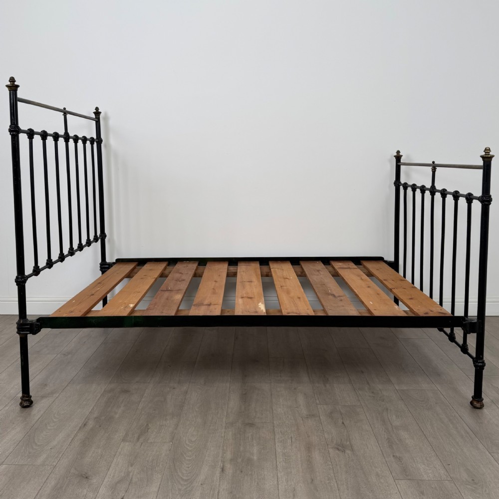 Antique 19th Century Victorian Brass And Iron Double Bed  View III