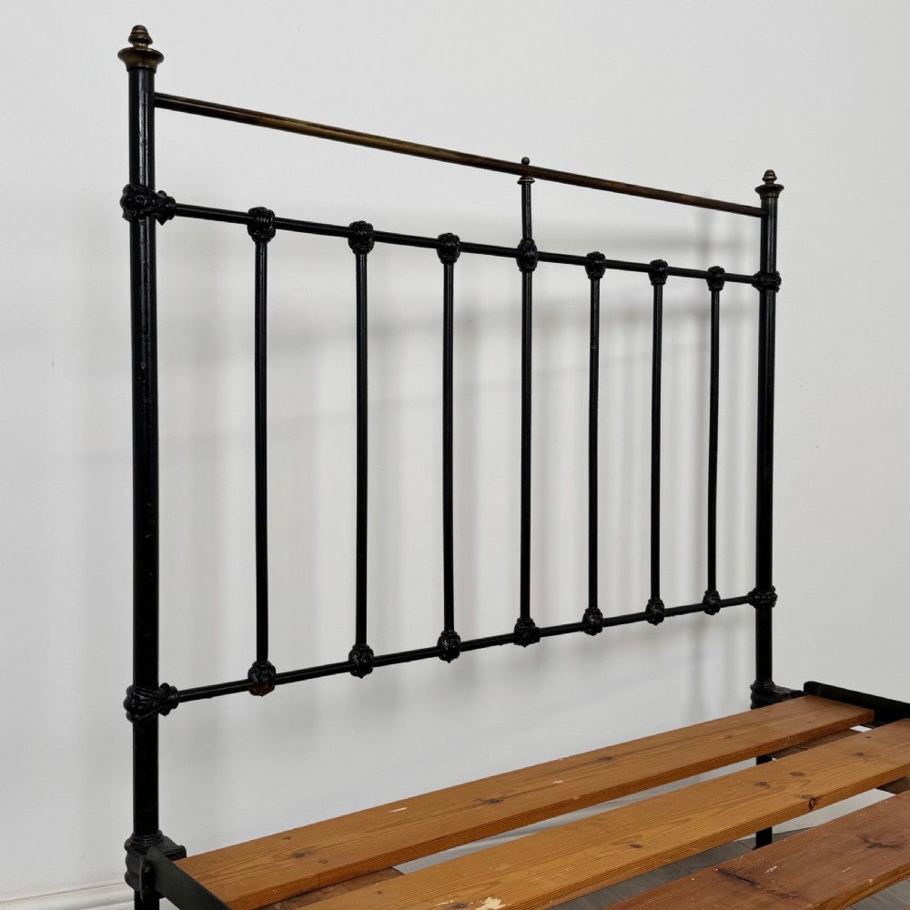 Antique 19th Century Victorian Brass And Iron Double Bed  View V