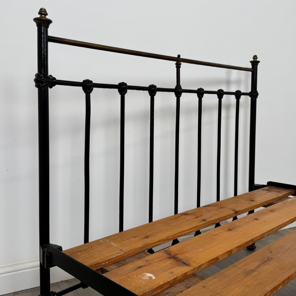 Antique 19th Century Victorian Brass And Iron Double Bed  View VII