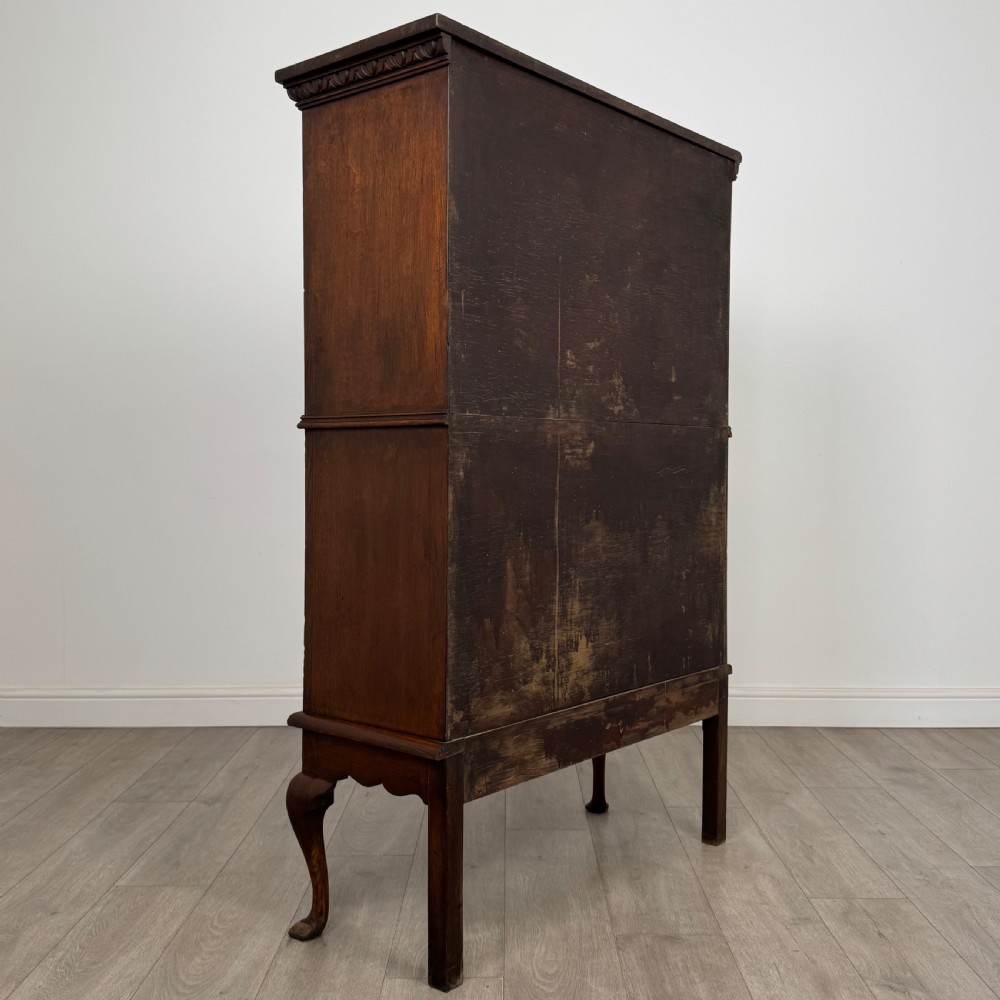 Antique 19th Century Carved Victorian Display Cabinet In Oak  View VI