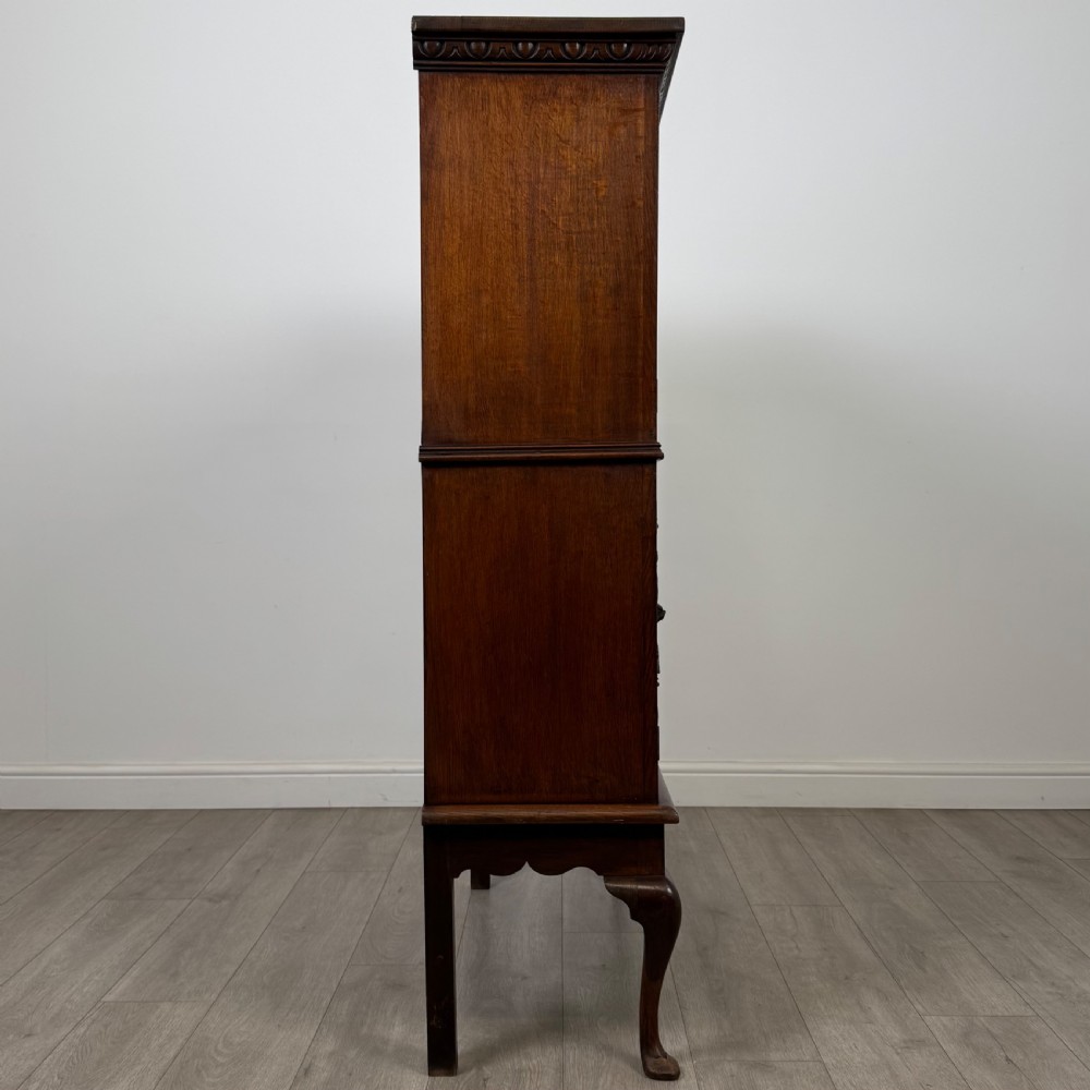 Antique 19th Century Carved Victorian Display Cabinet In Oak  View IX