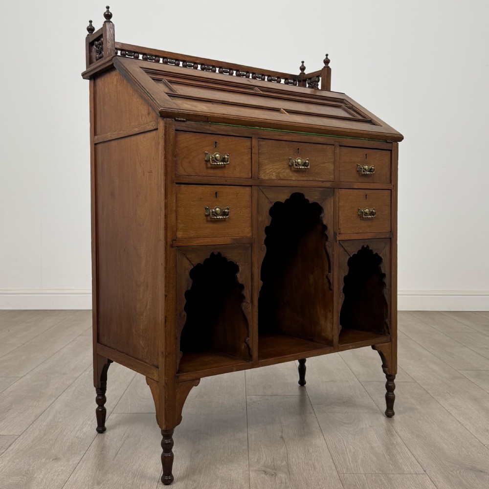  Antique 20th Century Liberty & Co Style Bureau In Walnut  View IX