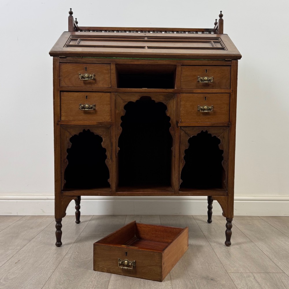  Antique 20th Century Liberty & Co Style Bureau In Walnut  View XII