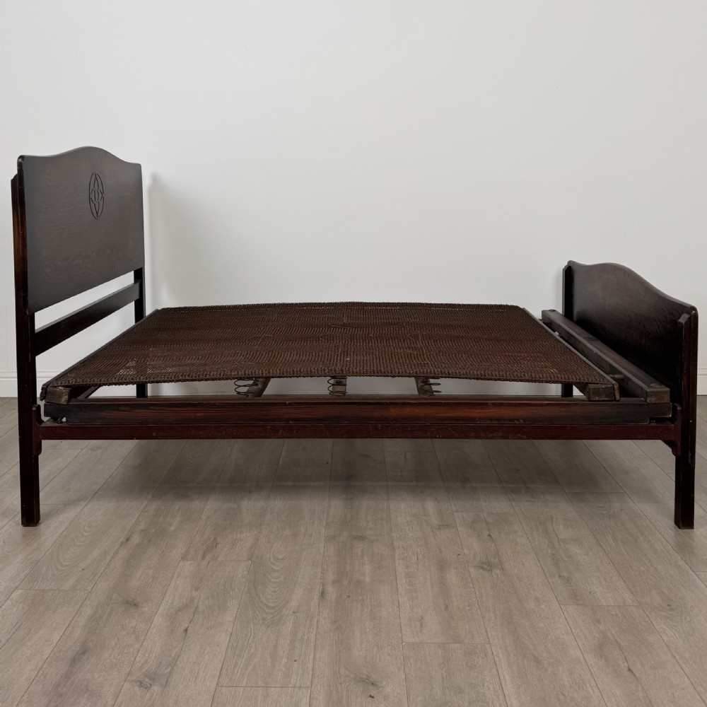  Antique 20th Century Good Quality Double Bed In Oak View III
