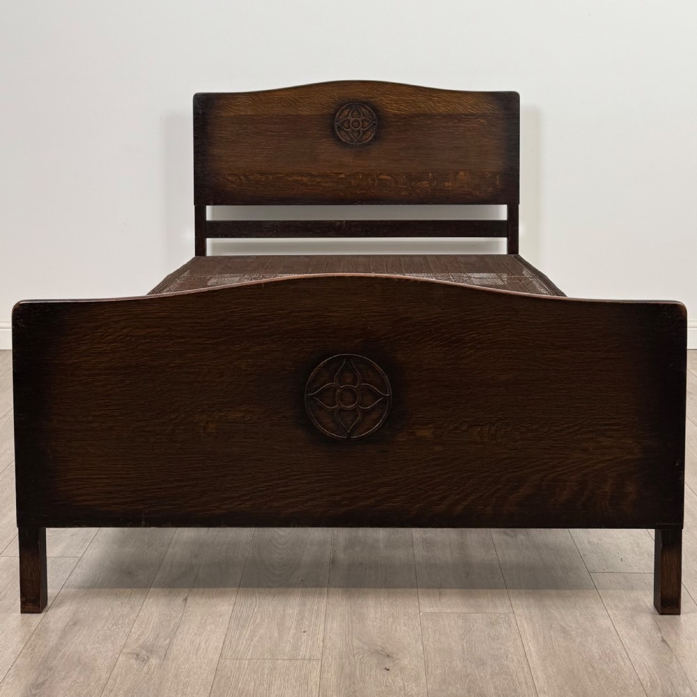  Antique 20th Century Good Quality Double Bed In Oak View IV
