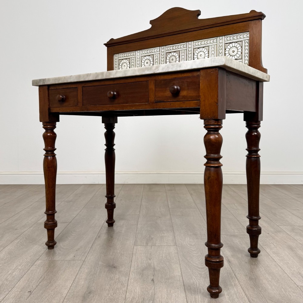  Antique 19th Century Marble Top Washstand In Mahogany  View II