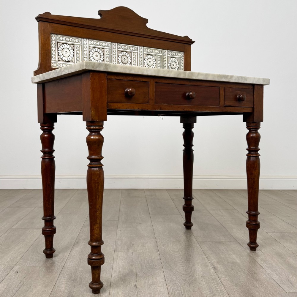  Antique 19th Century Marble Top Washstand In Mahogany  View VIII
