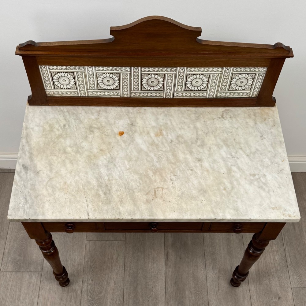 Antique 19th Century Marble Top Washstand In Mahogany  View IX