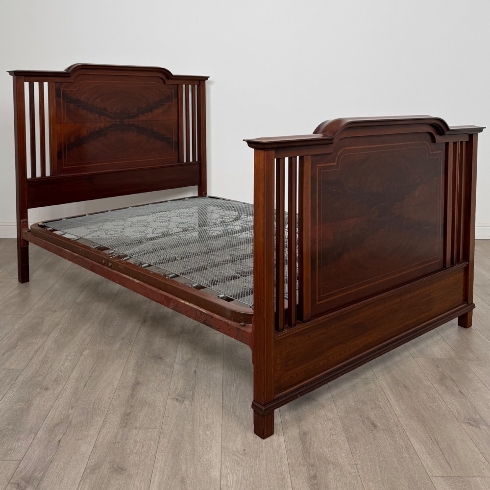 Antique 20th Century Edwardian Inlaid Double Bed In Mahogany  View II