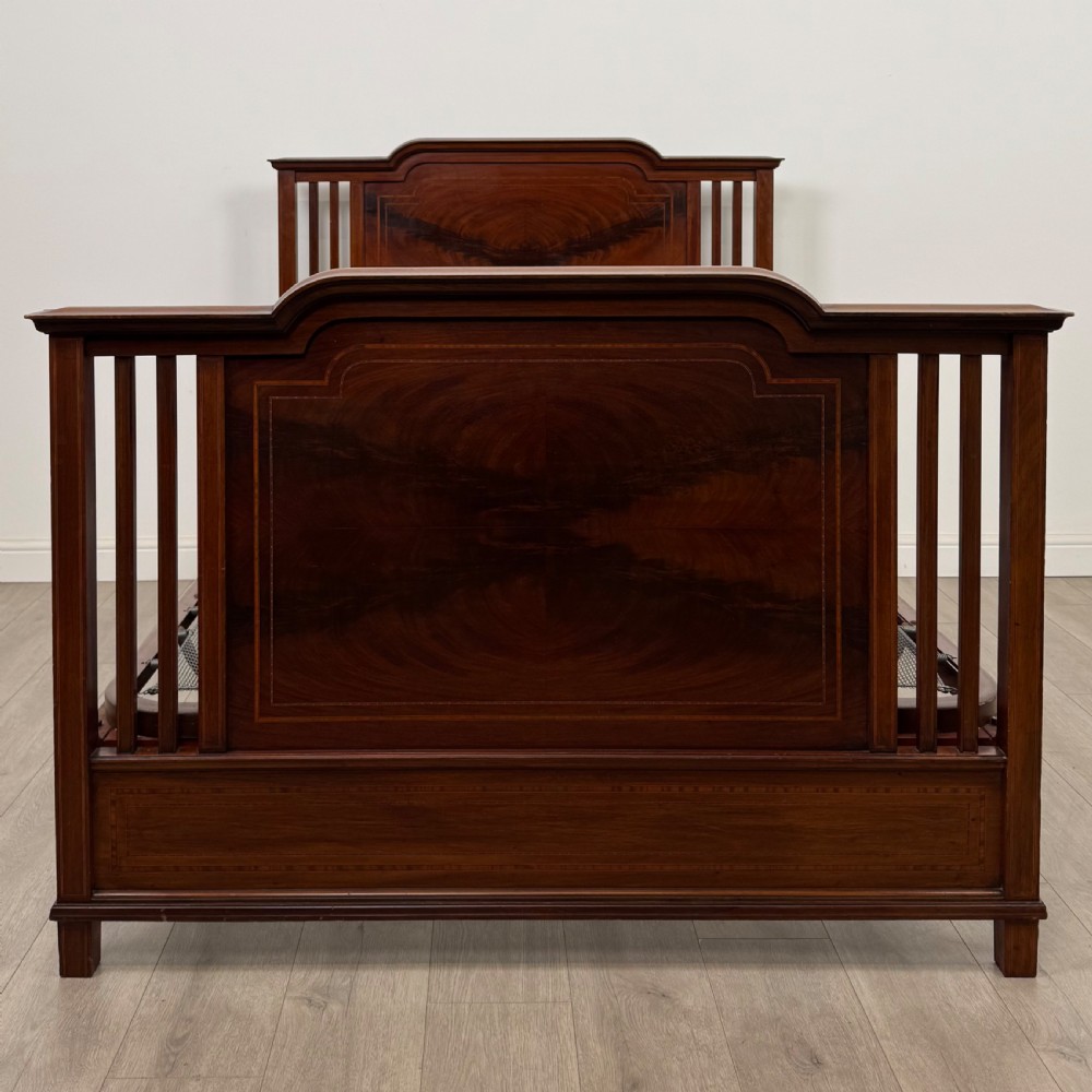 Antique 20th Century Edwardian Inlaid Double Bed In Mahogany  View IV
