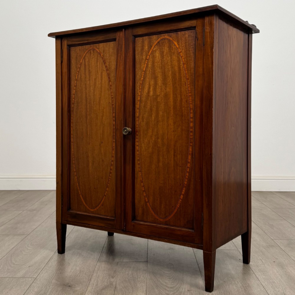 Antique 20th Century Inlaid Edwardian Cupboard In Mahogany View III