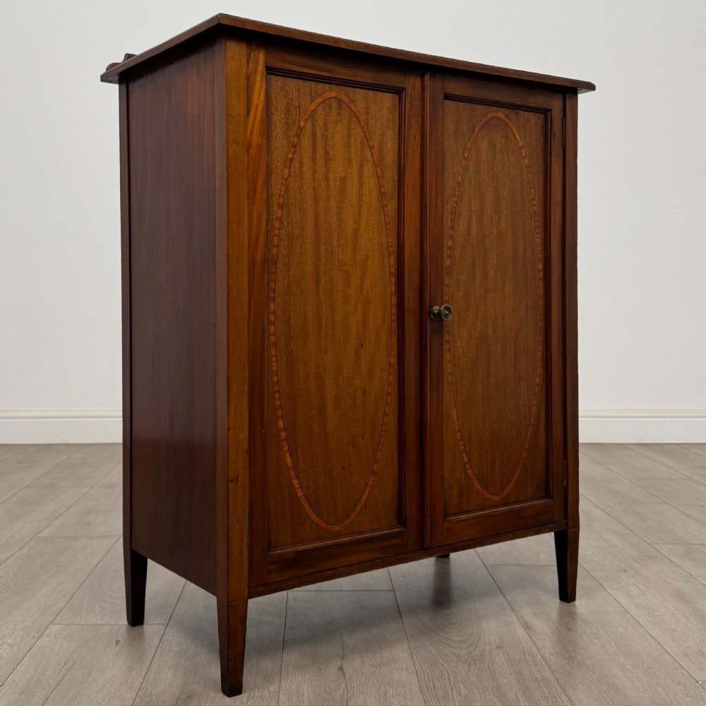 Antique 20th Century Inlaid Edwardian Cupboard In Mahogany View IX