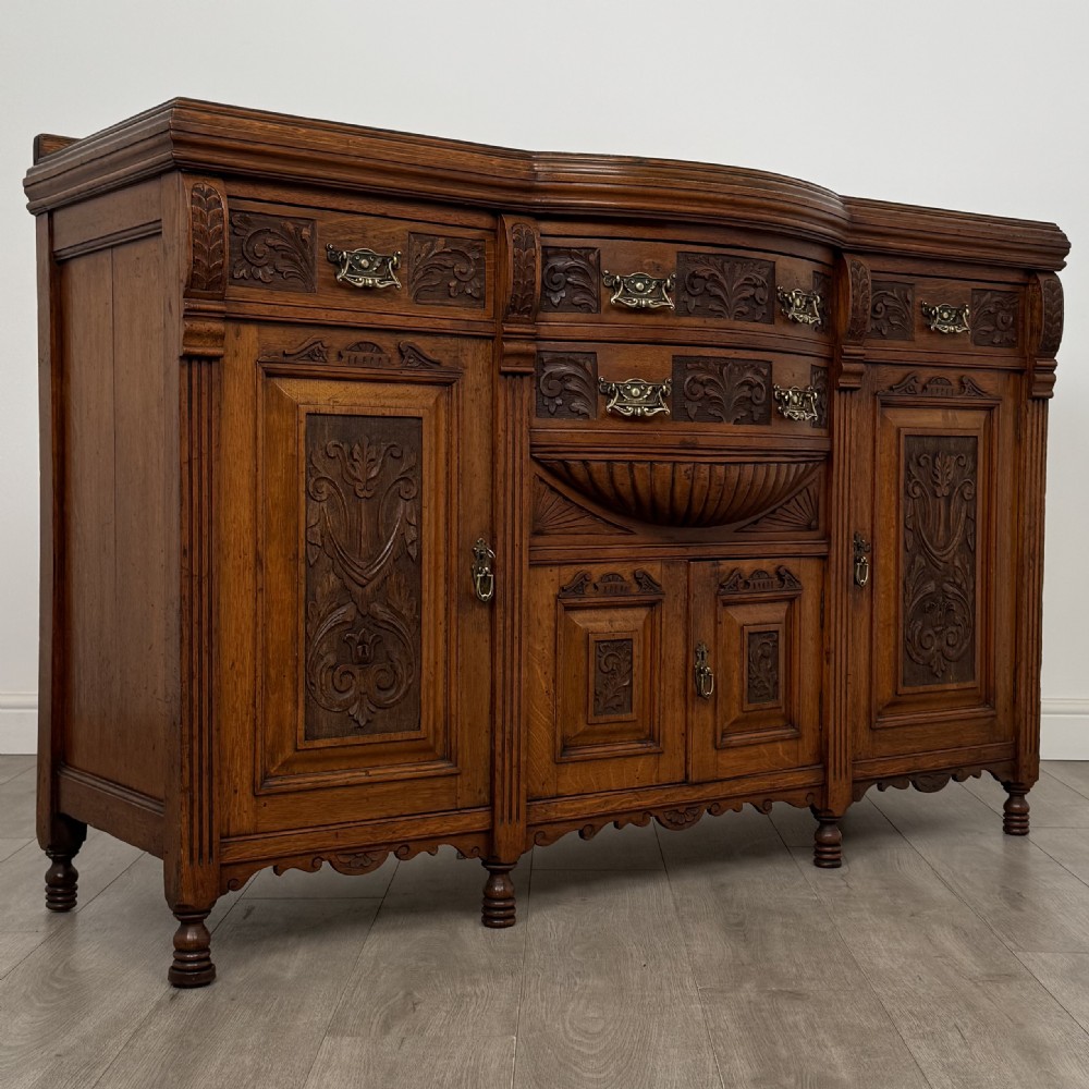 Antique 19th Century Fine Quality Sideboard In Golden Oak View X