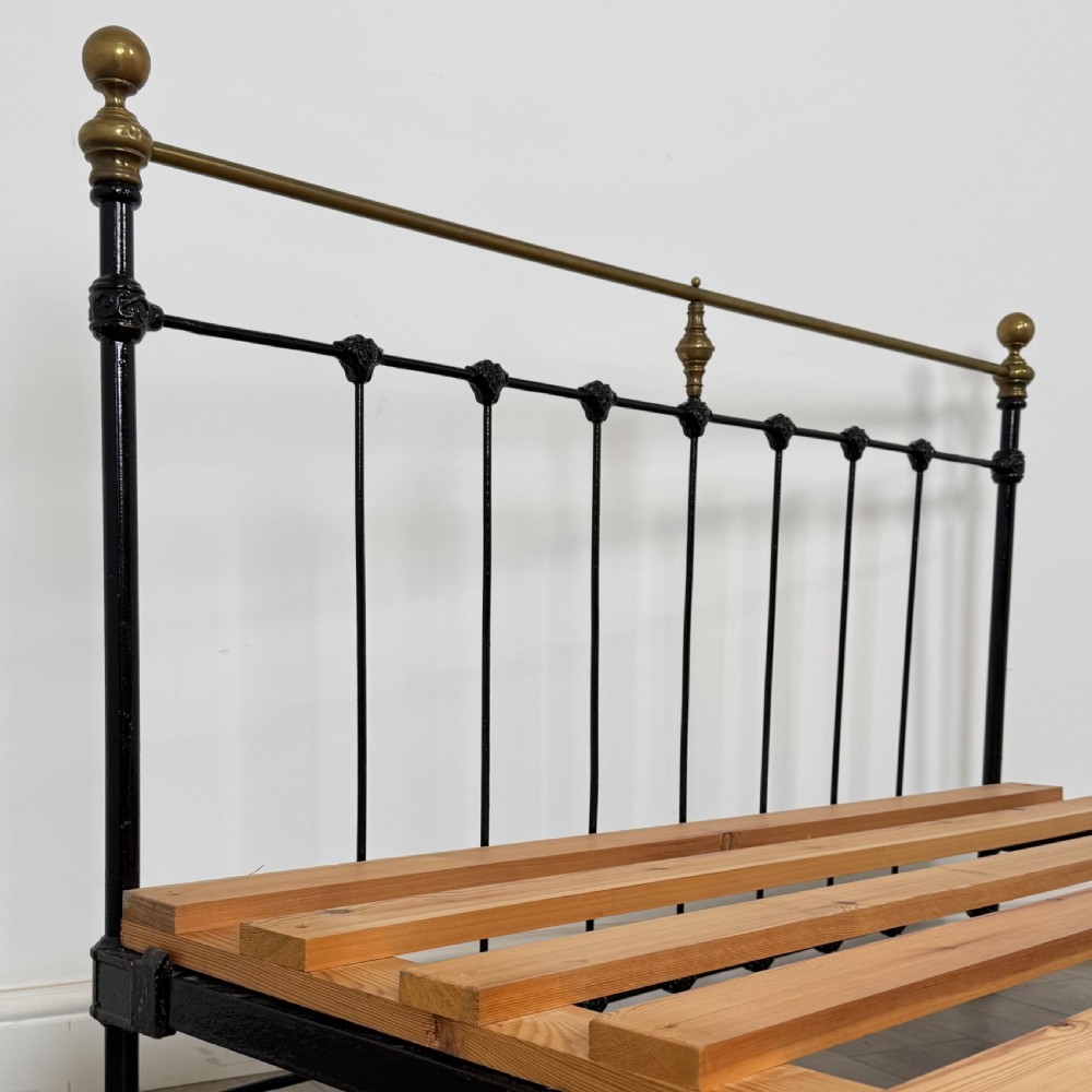 Antique 19th Century Victorian Brass And Iron Double Bed  View VII