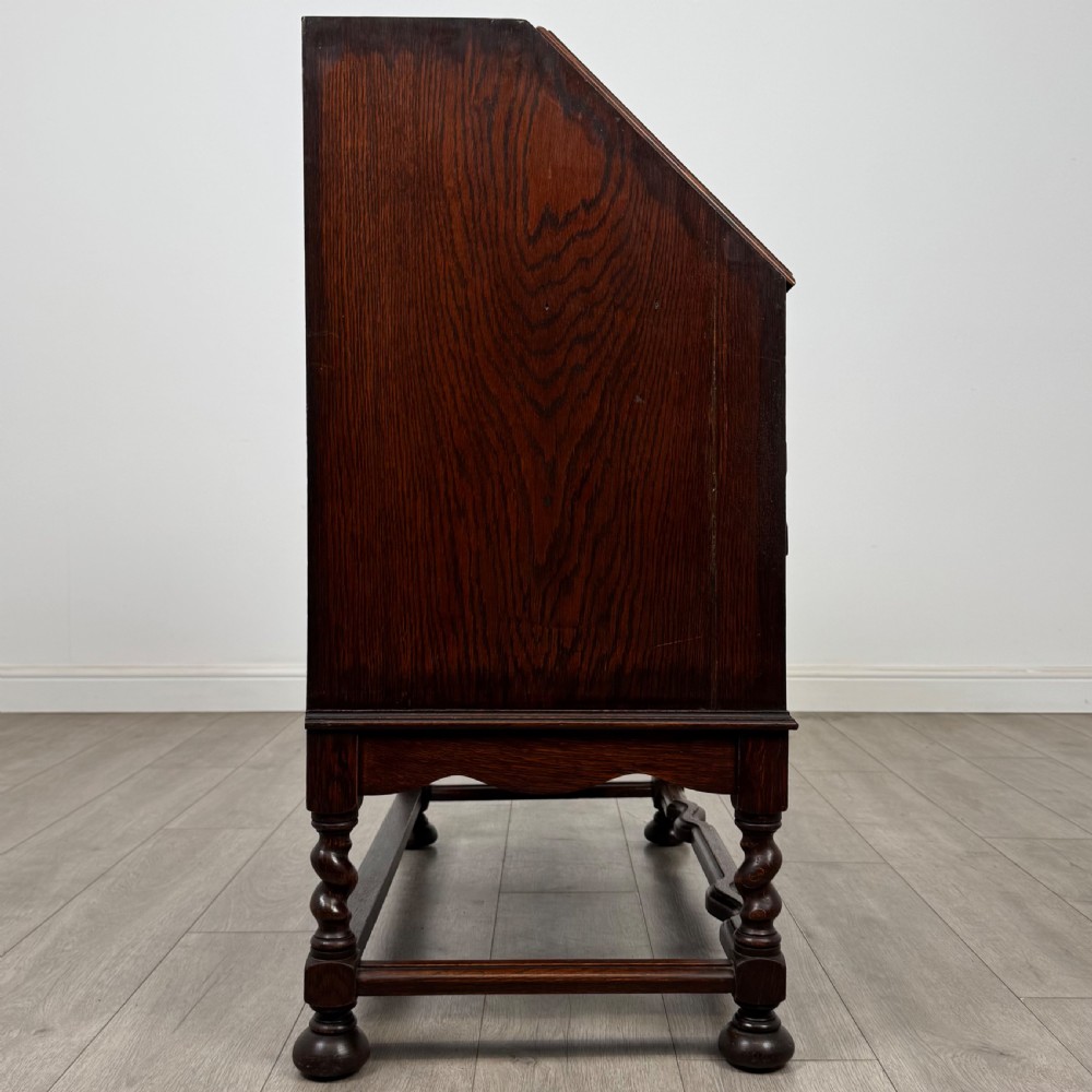 Antique 20th Century Jacobean Style Bureau In Oak  View VIII