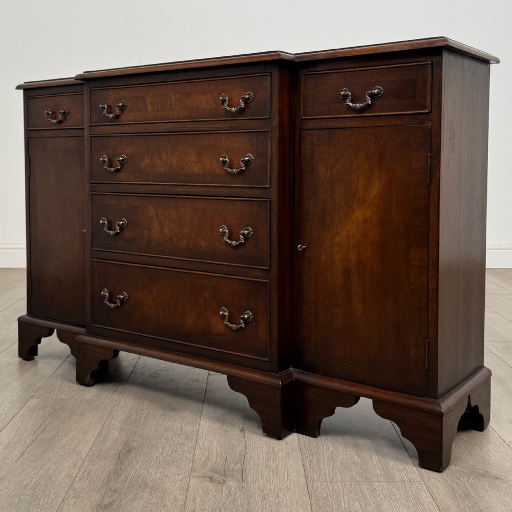 Antique 20th Century Small Breakfront Sideboard In Mahogany  View IV