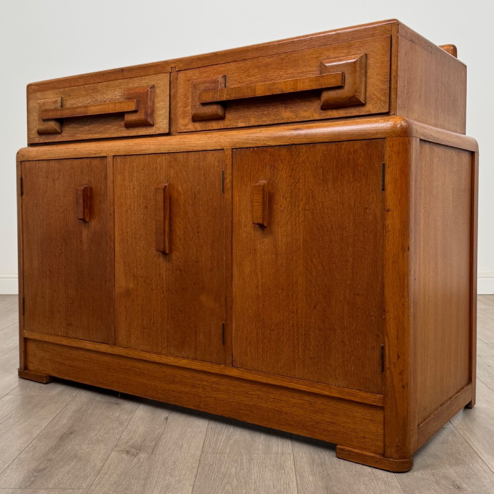 Antique 20th Century Art Deco Sideboard In Golden Oak  View III