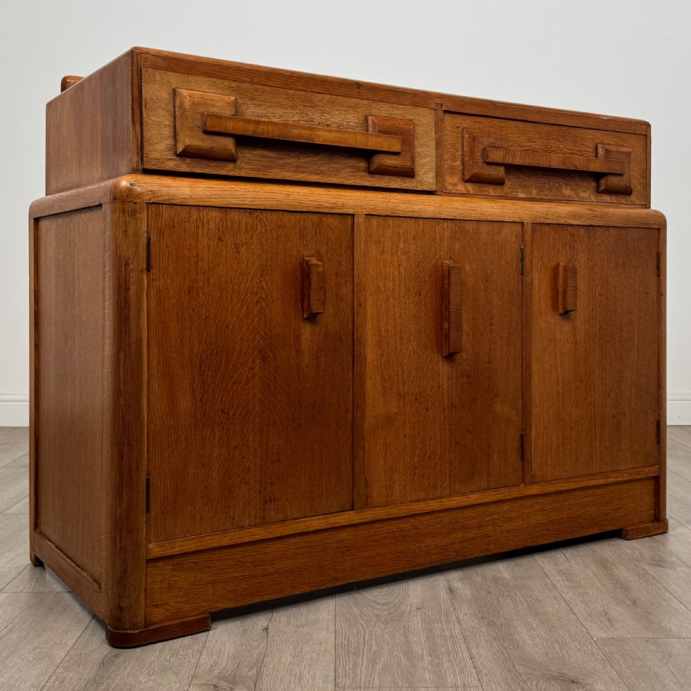 Antique 20th Century Art Deco Sideboard In Golden Oak  View IX