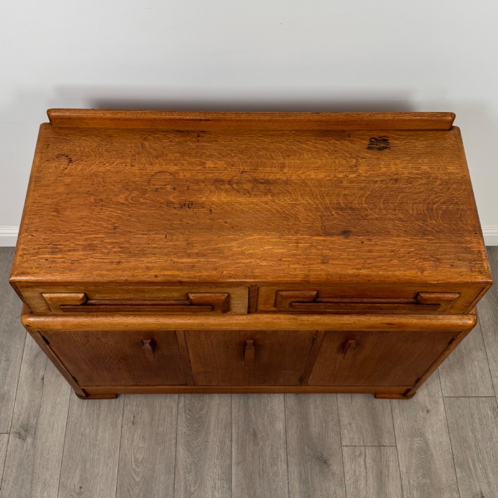 Antique 20th Century Art Deco Sideboard In Golden Oak  View X