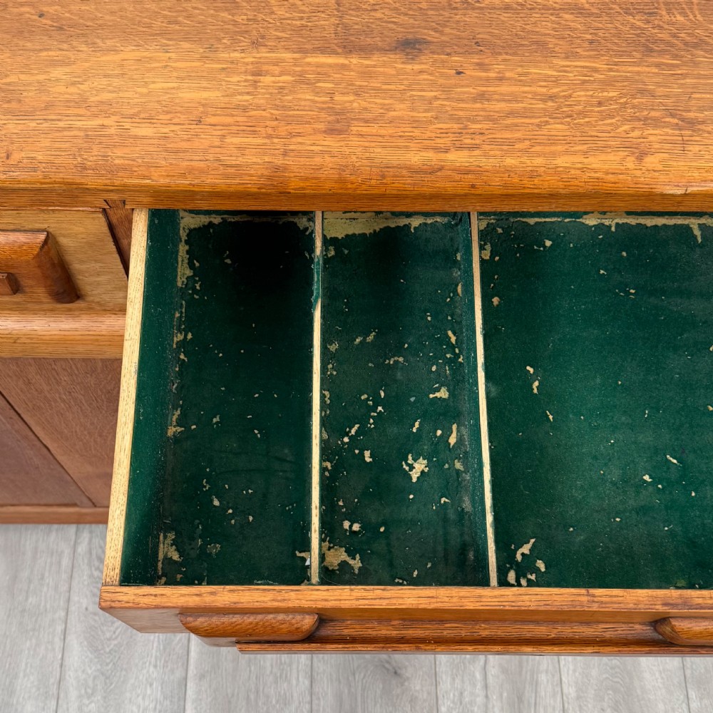 Antique 20th Century Art Deco Sideboard In Golden Oak  View XII