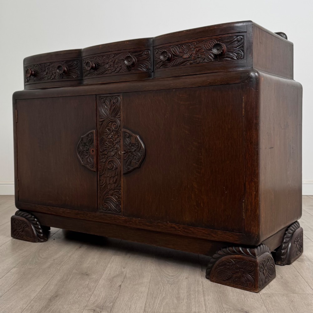 Antique 20th Century Art Deco Sideboard In Oak View III