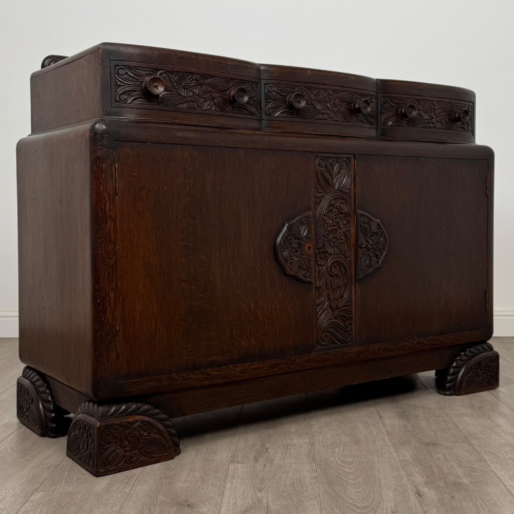 Antique 20th Century Art Deco Sideboard In Oak View IX