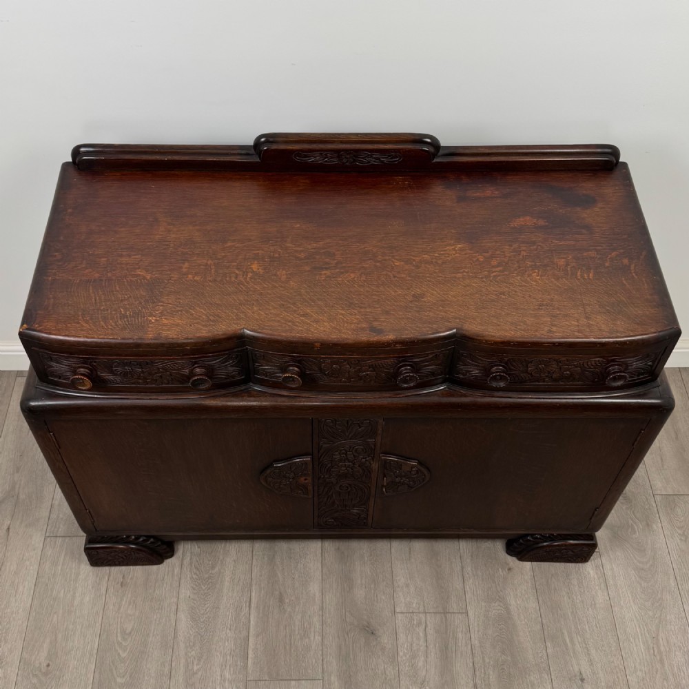 Antique 20th Century Art Deco Sideboard In Oak View X