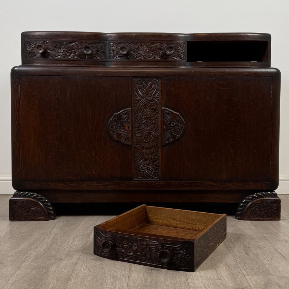 Antique 20th Century Art Deco Sideboard In Oak View XI