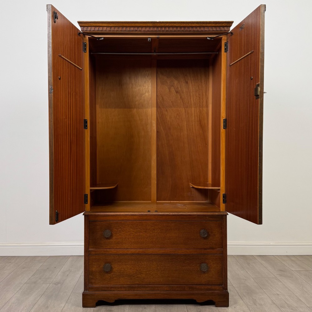 Antique 20th Century Art Deco Oak Wardrobe By Wrighton View II