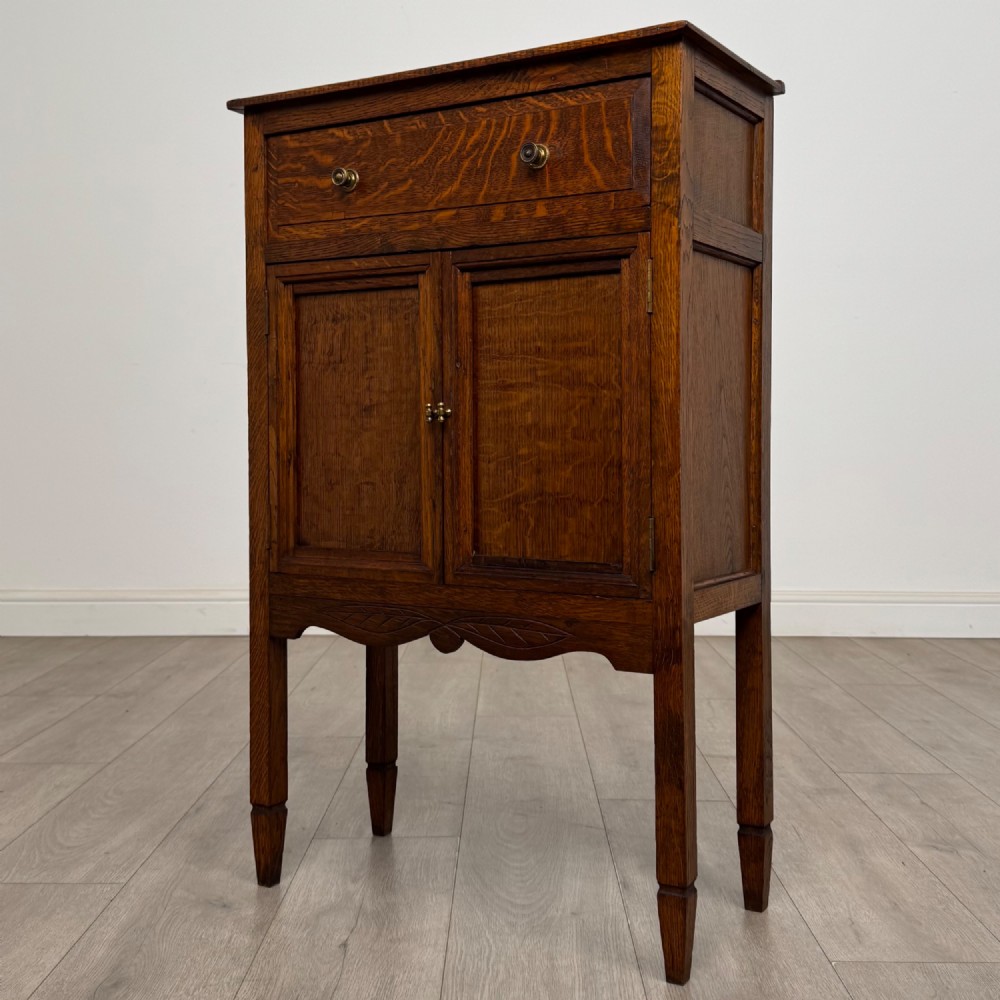 Antique 20th Century Small Edwardian Cabinet In Golden Oak View III