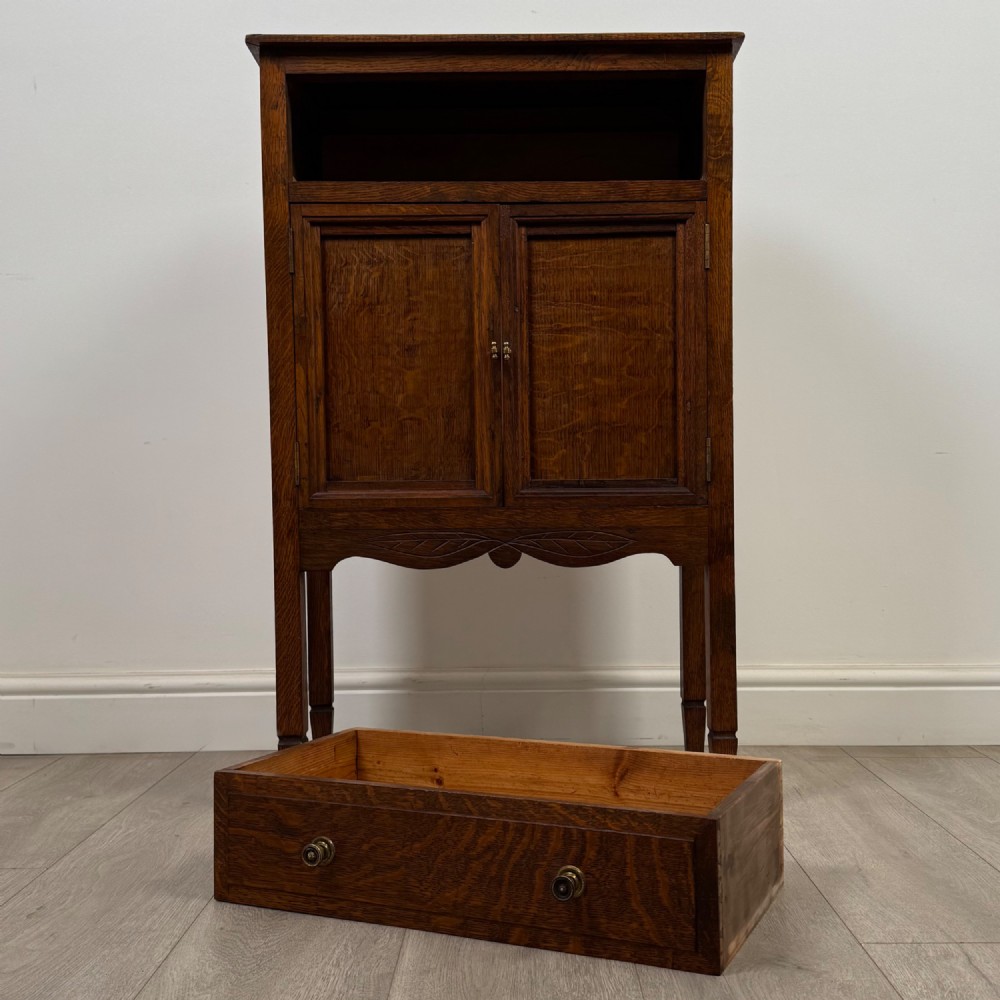 Antique 20th Century Small Edwardian Cabinet In Golden Oak View XI