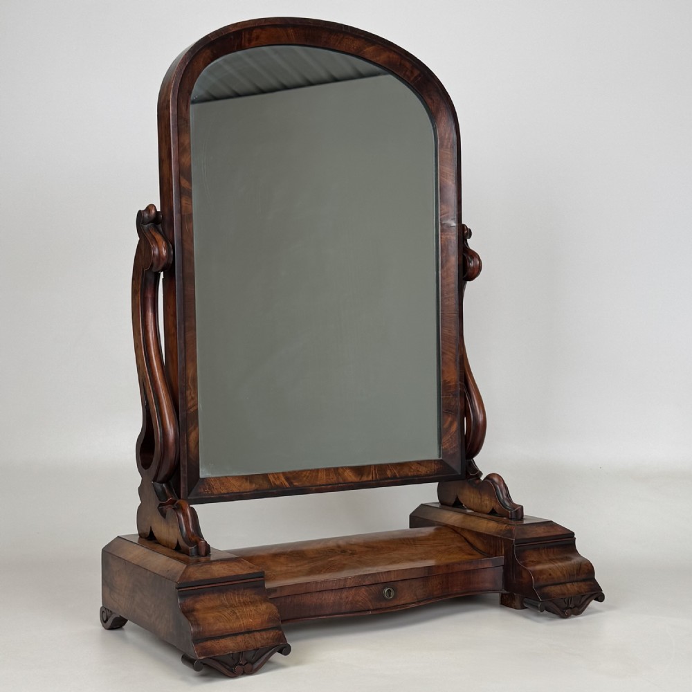 Antique 19th Century Victorian Dressing Mirror In Mahogany