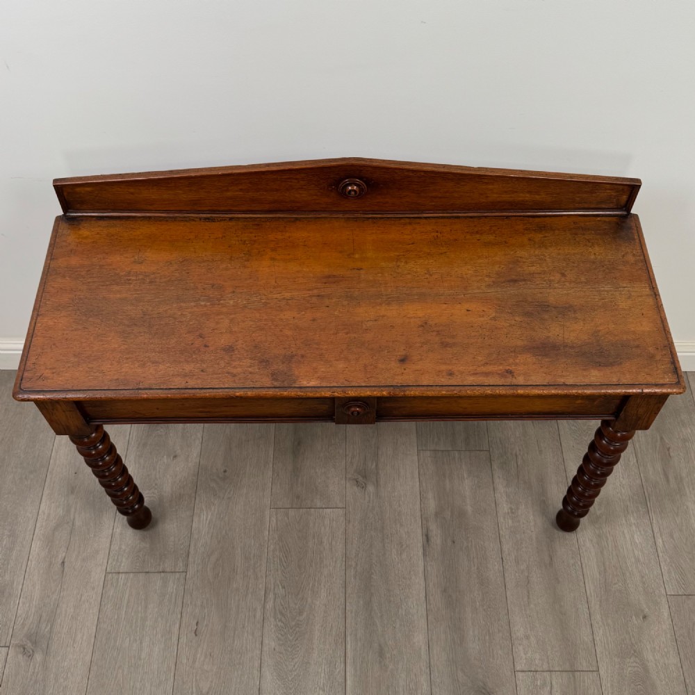 Antique 19th Century Bobbin Turned Victorian Writing Table In Oak View XI