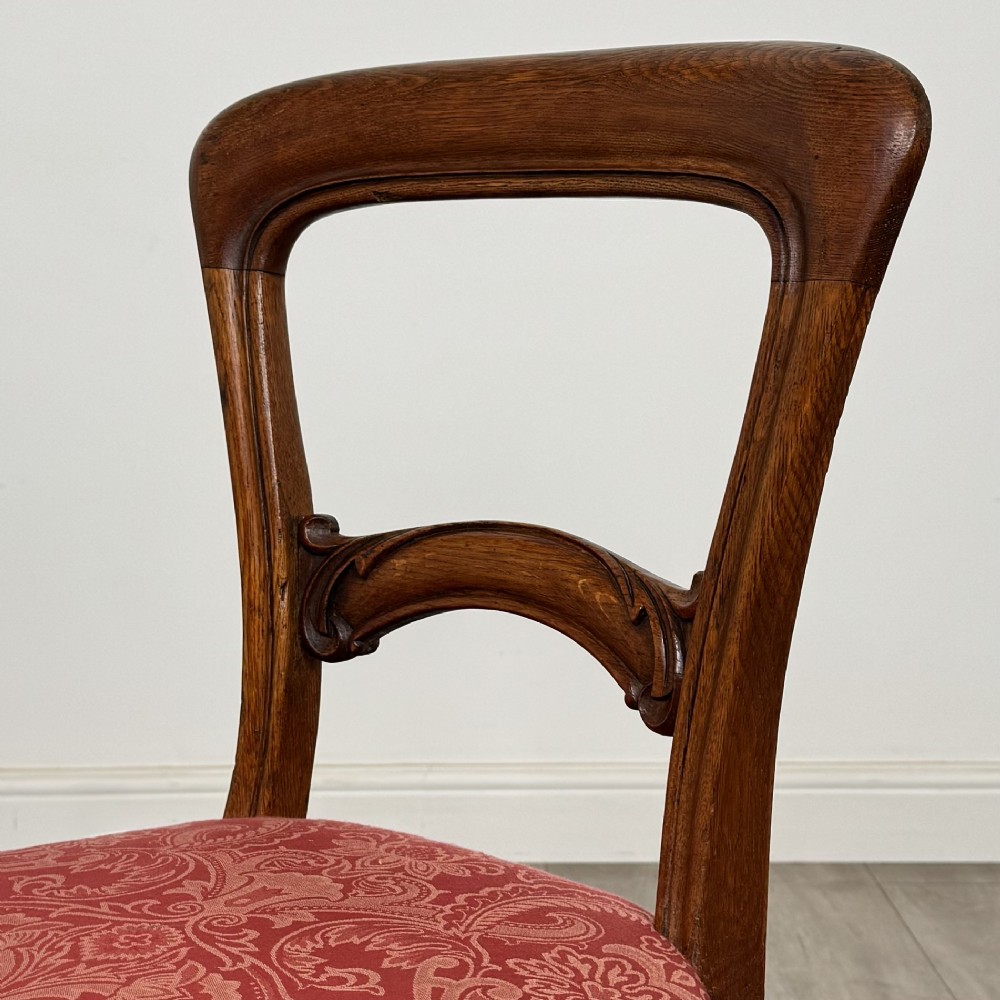 Antique 19th Century Victorian Set Of 4 Oak Dining Chairs View IV