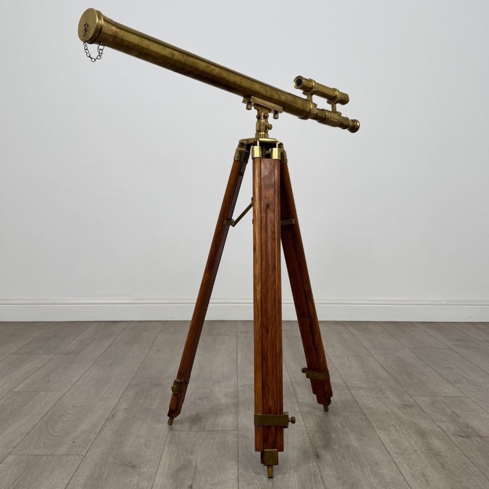 Antique 20th Century Decorative Brass Floor Standing Telescope