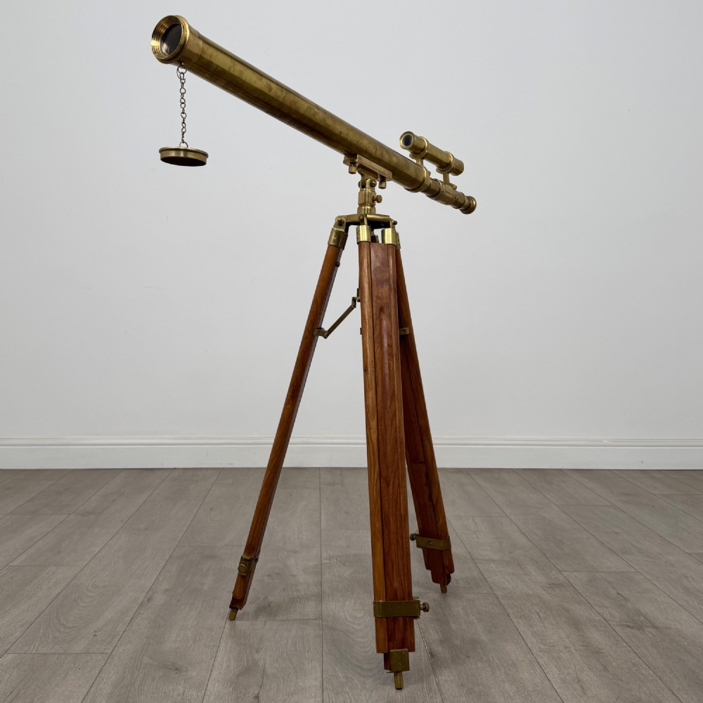 Antique 20th Century Decorative Brass Floor Standing Telescope View II