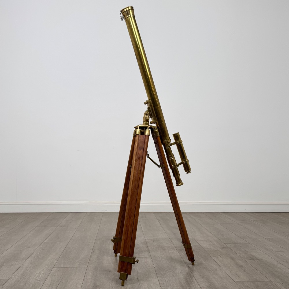Antique 20th Century Decorative Brass Floor Standing Telescope View III