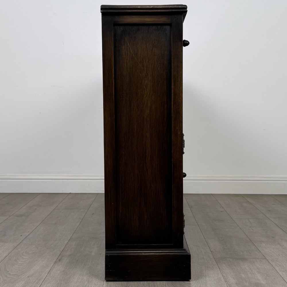 Antique 20th Century Carved Oak Linenfold Bookcase View IX
