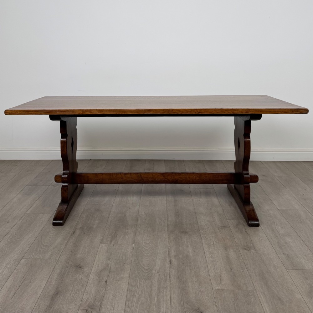 Antique 20th Century Refractory Style Dining Table In Oak View II