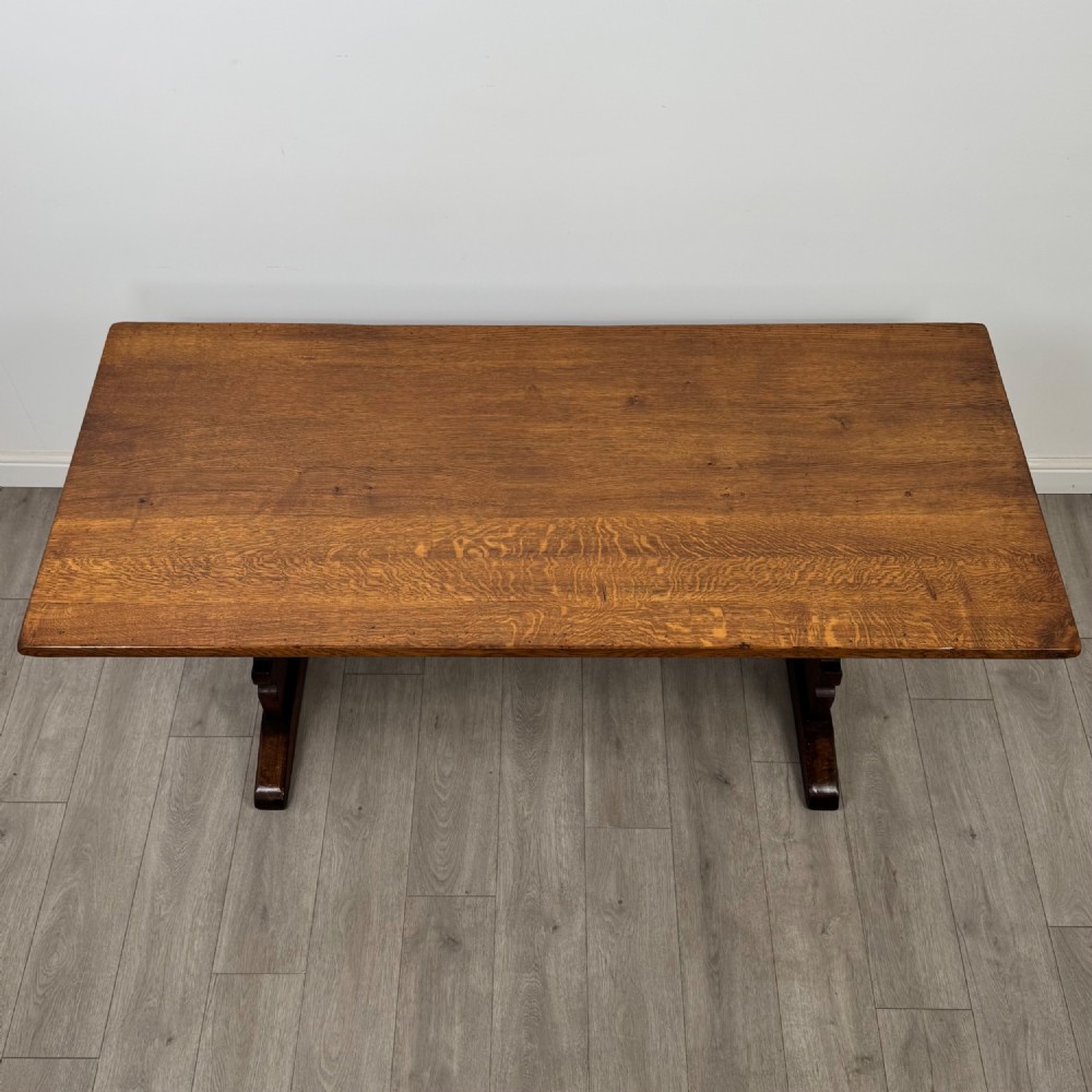 Antique 20th Century Refractory Style Dining Table In Oak View IV
