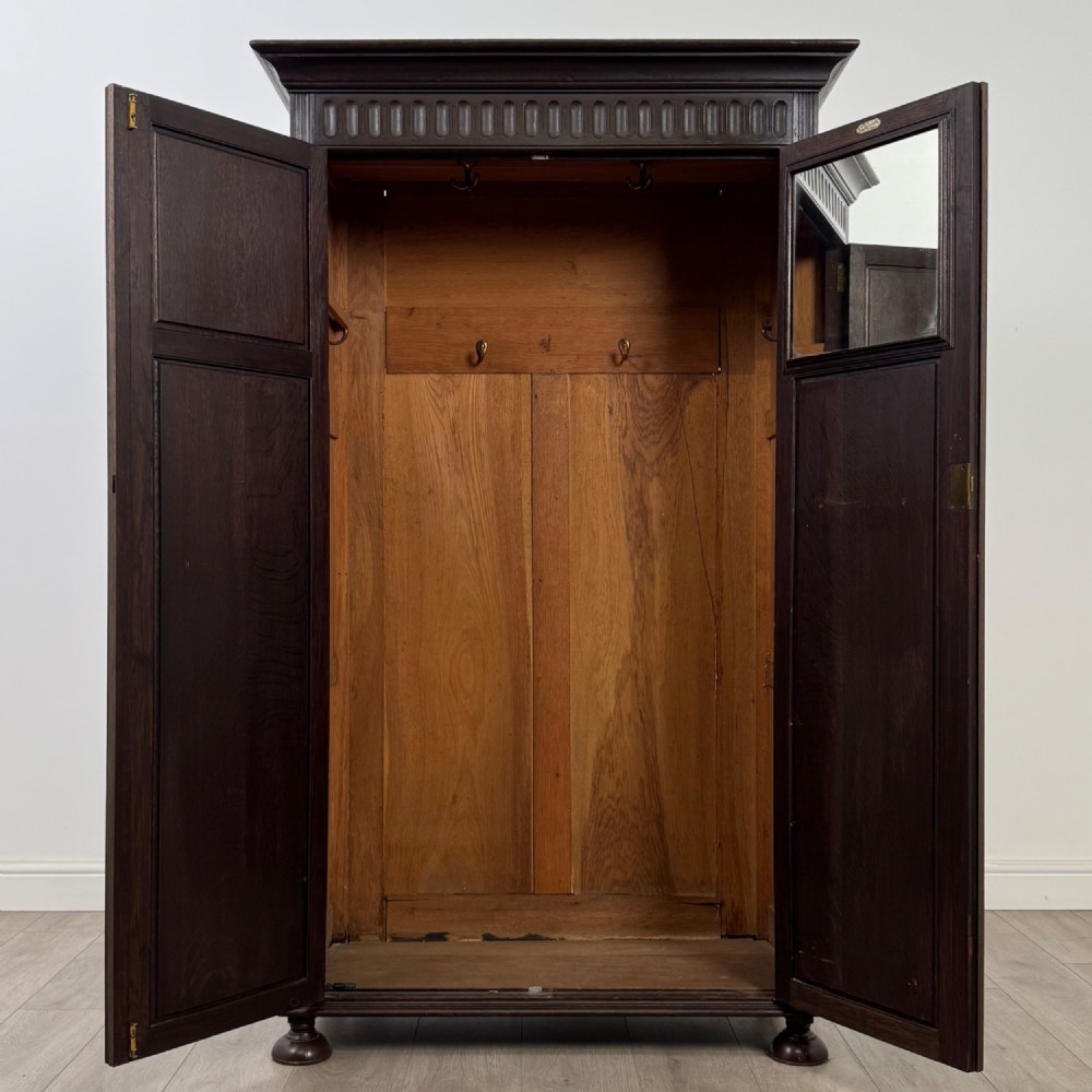 Antique 20th Century Jacobean Style Wardrobe In Oak View II