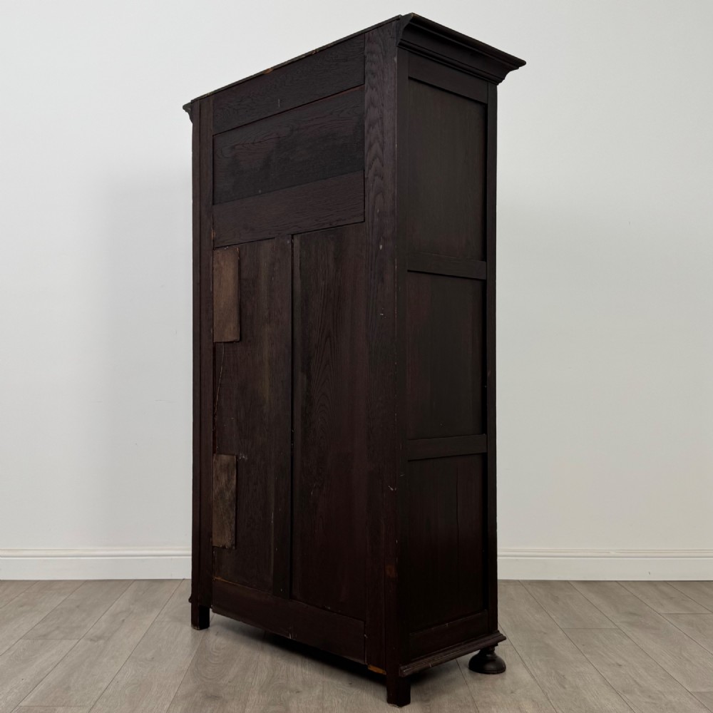 Antique 20th Century Jacobean Style Wardrobe In Oak View VII