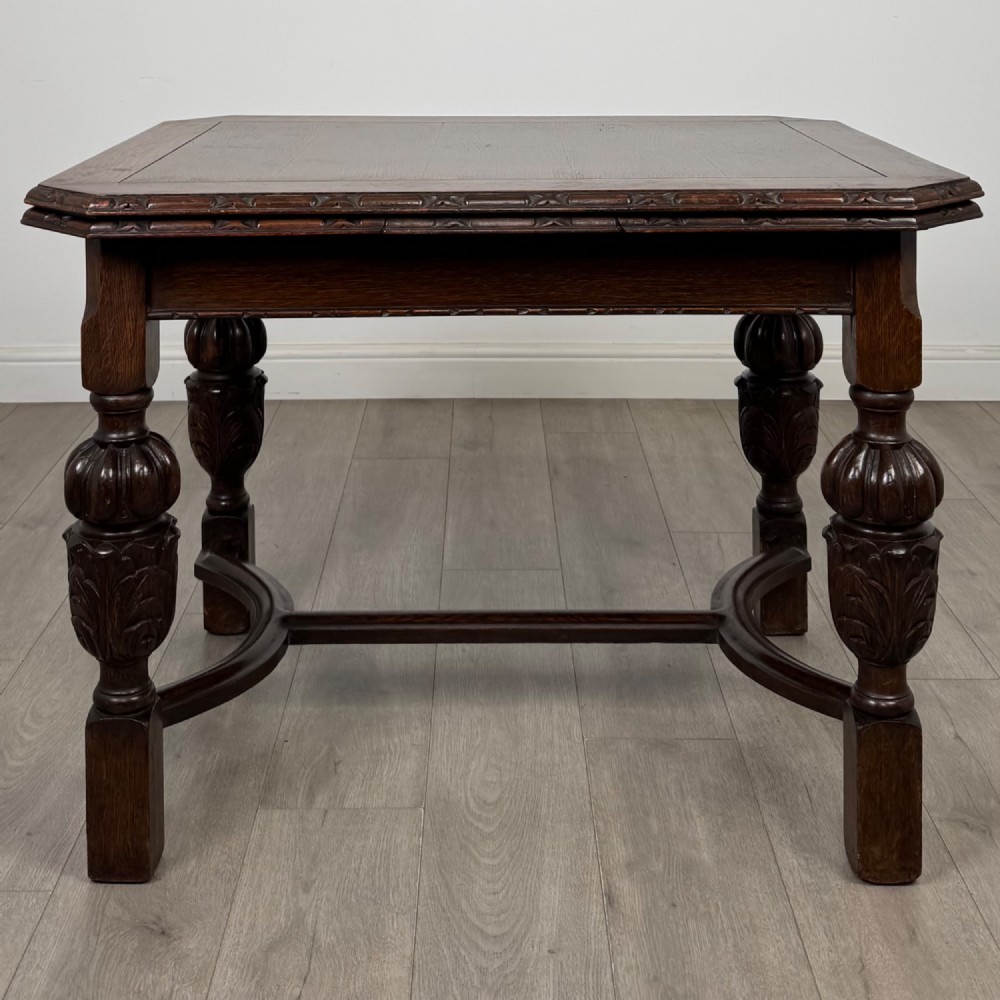 Antique 20th Century Draw Leaf Dining Table In Oak View III