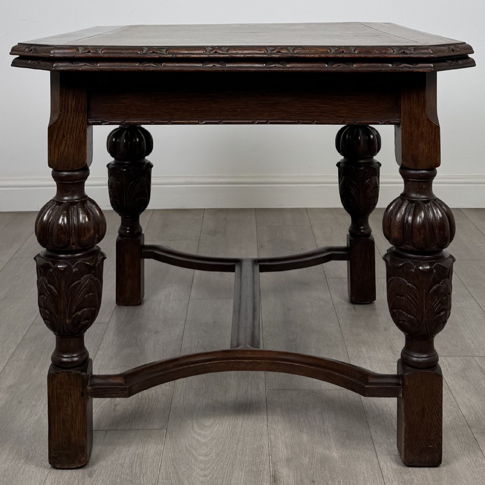 Antique 20th Century Dining Table With 4 Dining Chairs In Oak View III